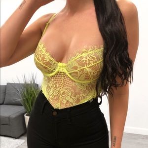 ✨❗️Lisa Lace Bodysuit Yellow